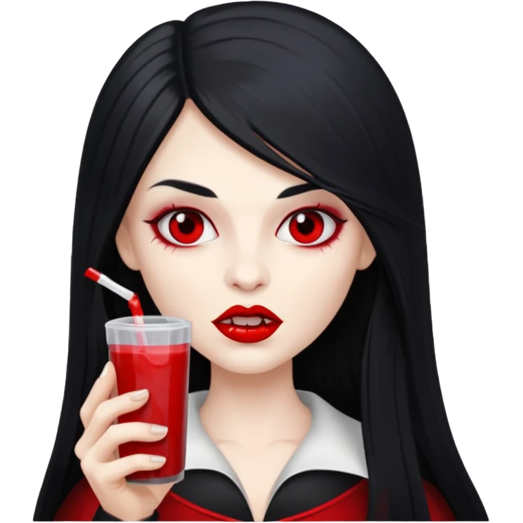 vampire using a juice box, long hair emoji