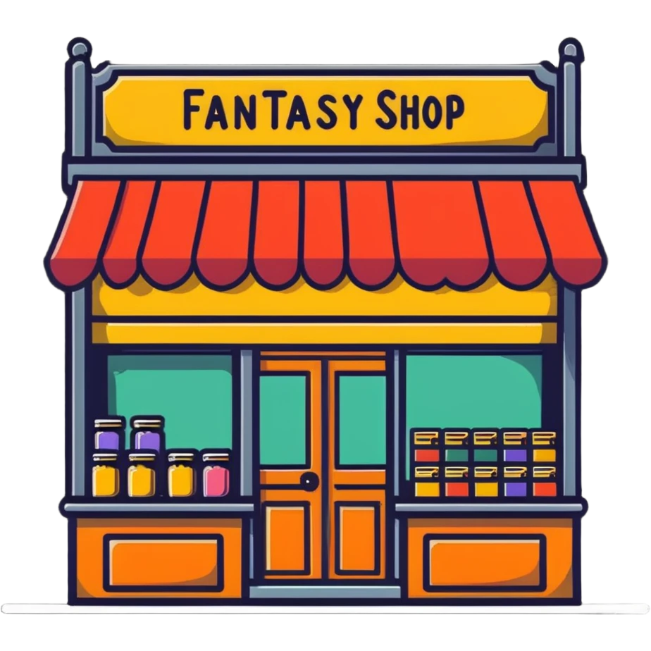 Basic fantasy shop stall, simple design emoji