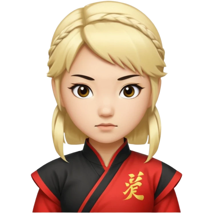 Chineese Kung fu girl with blonde hair with black streak emoji