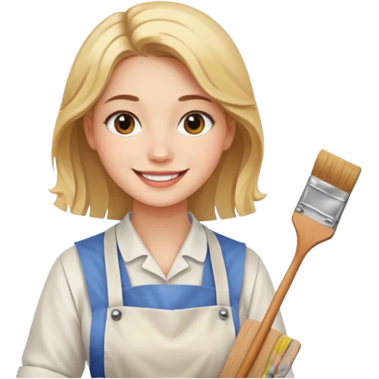 Young Women painting smilling tablier emoji