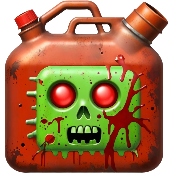 A gas can covered In zombie blood, in a dark menacing style emoji