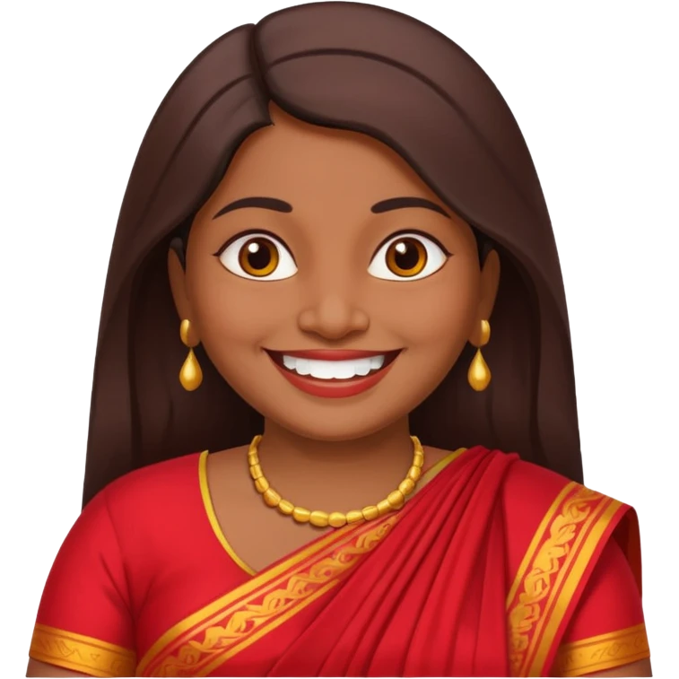 40 yr old chubby sri lankan woman, dark skin, straight brown hair, big smile, white teeth emoji