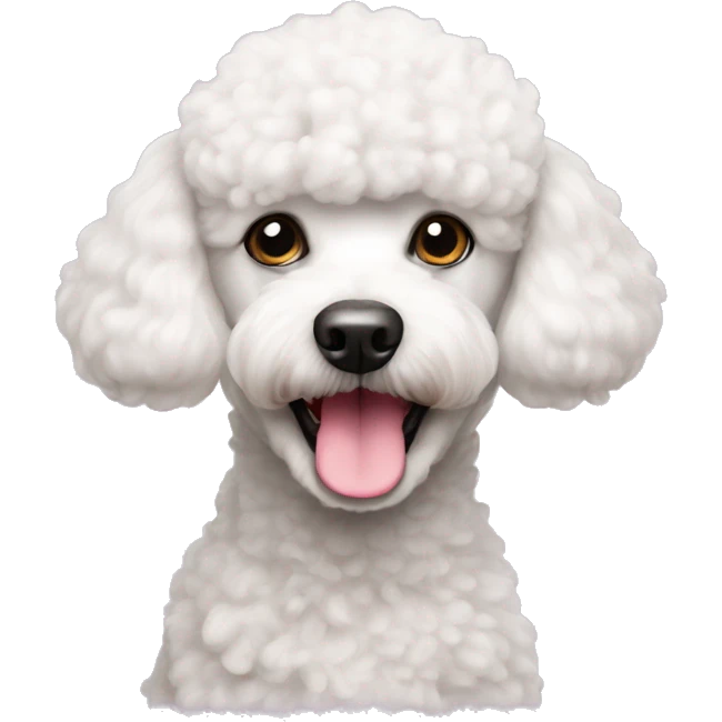 White mini poodle with pink nose emoji