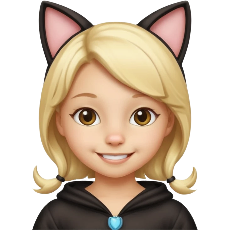 blonde girl kid in cat costume emoji