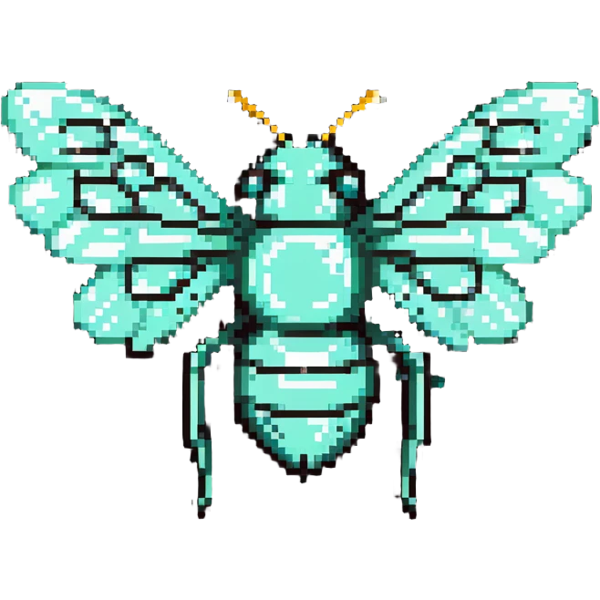 Mint green female bee with diamond wings, sparkly rhinestones, and glittery effects emoji