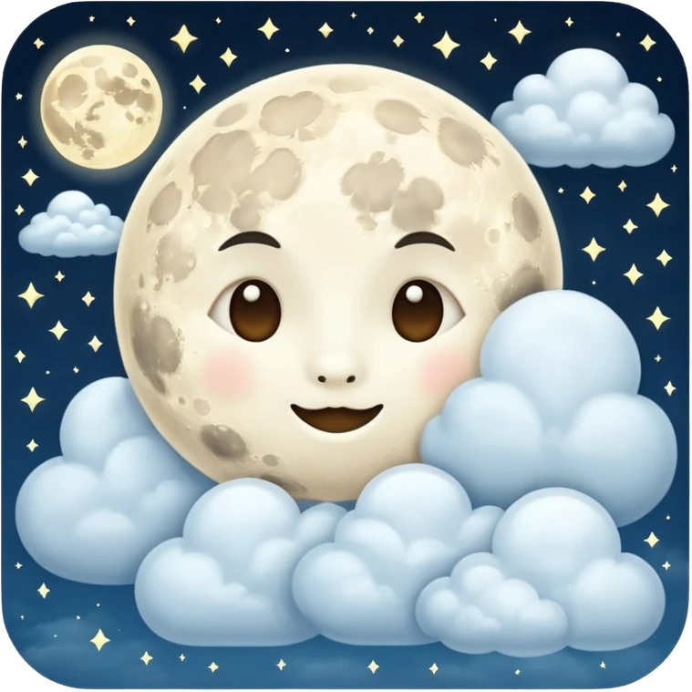 moon with clouds, ultra realistic style, icon emoji