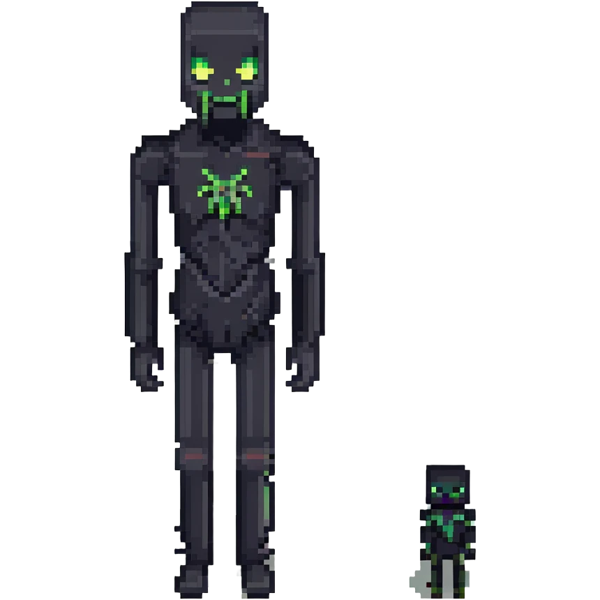 split-face design: left side Creeper, right side Enderman, pixel art style emoji