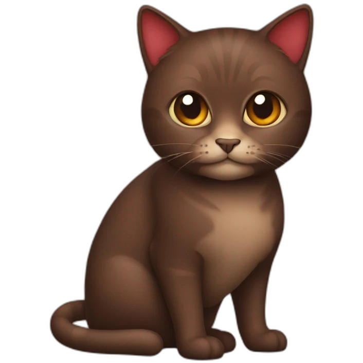 Dark brown and red cat emoji