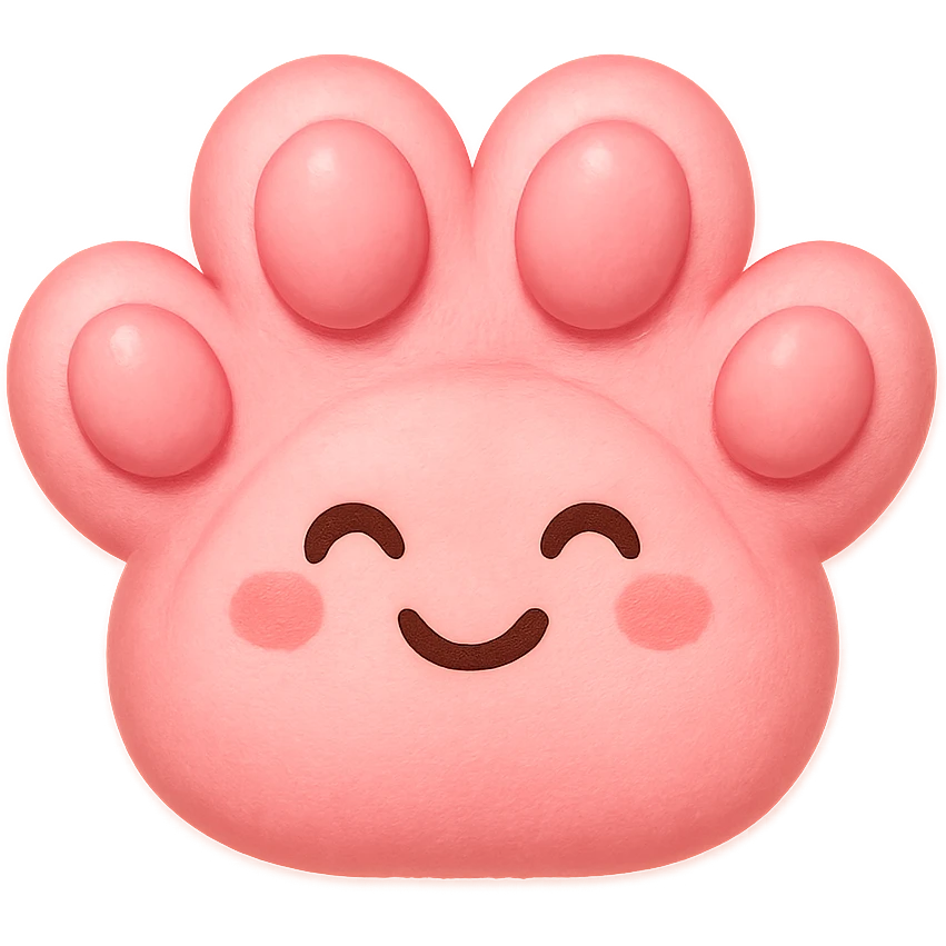a cute and friendly pink paw print emoji emoji