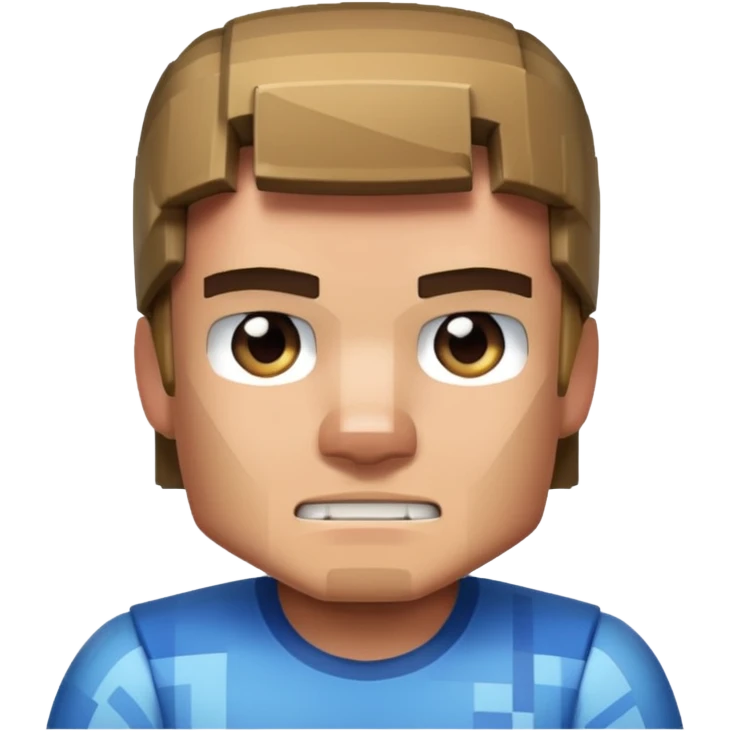A minecraft character Steve which is doing mean 67 emoji