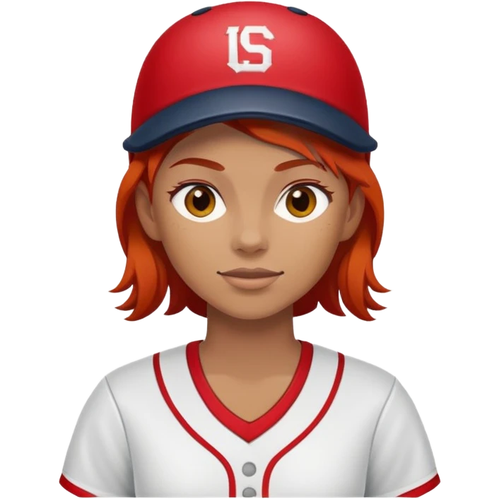 Softball player with red hair emoji