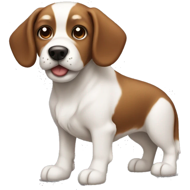 Small brown and white dog with short floppy ears and small nose emoji
