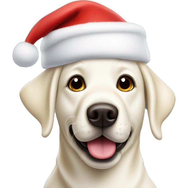 Platinum snow White Labrador dog Santa hat emoji