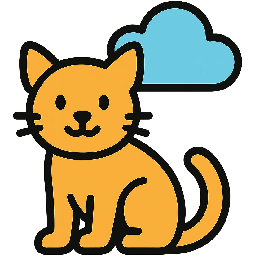 a cat and a cloud emoji