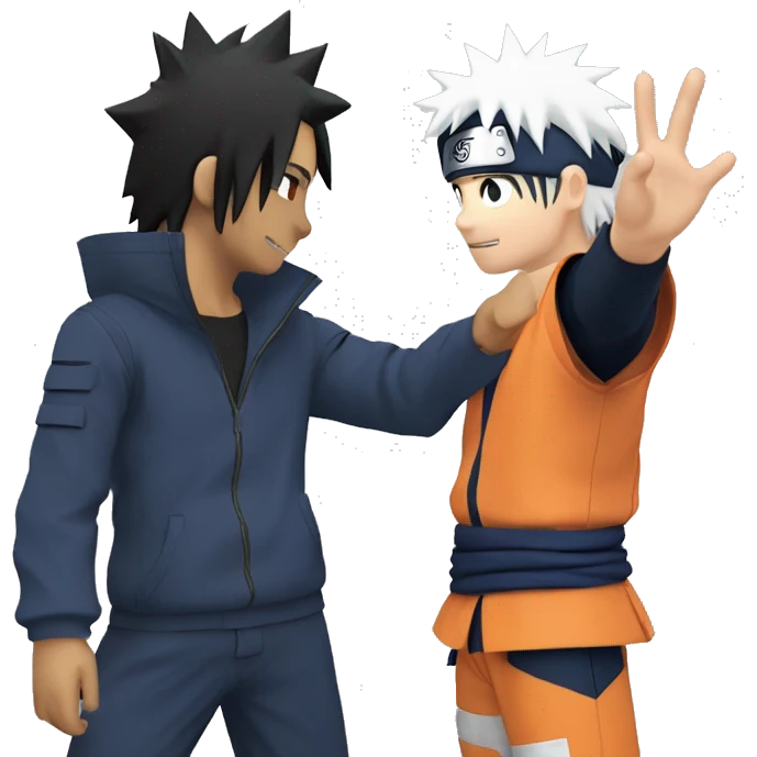 Naruto giving sasuke a high five emoji