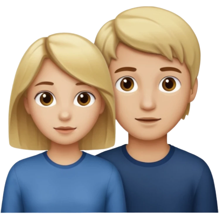 Blonde girl and boy with brow hair emoji