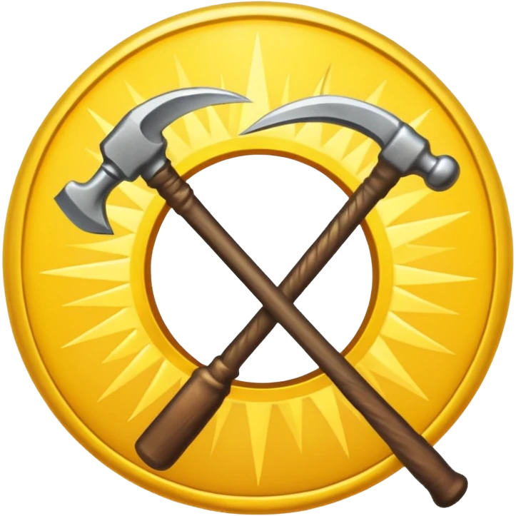 The Sickle and the Hammer are crossed, and behind them are the rays of the sun emoji
