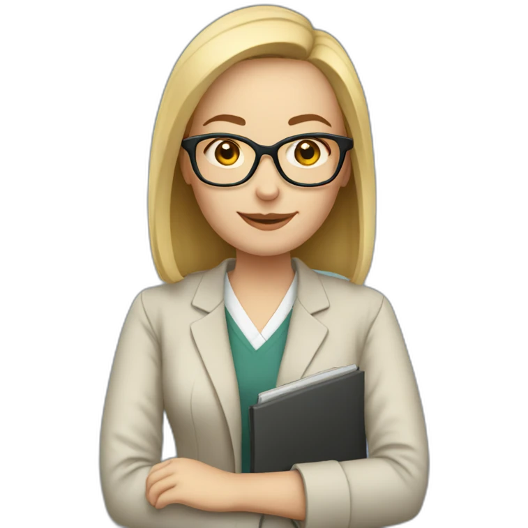 White woman Teacher with glasses emoji