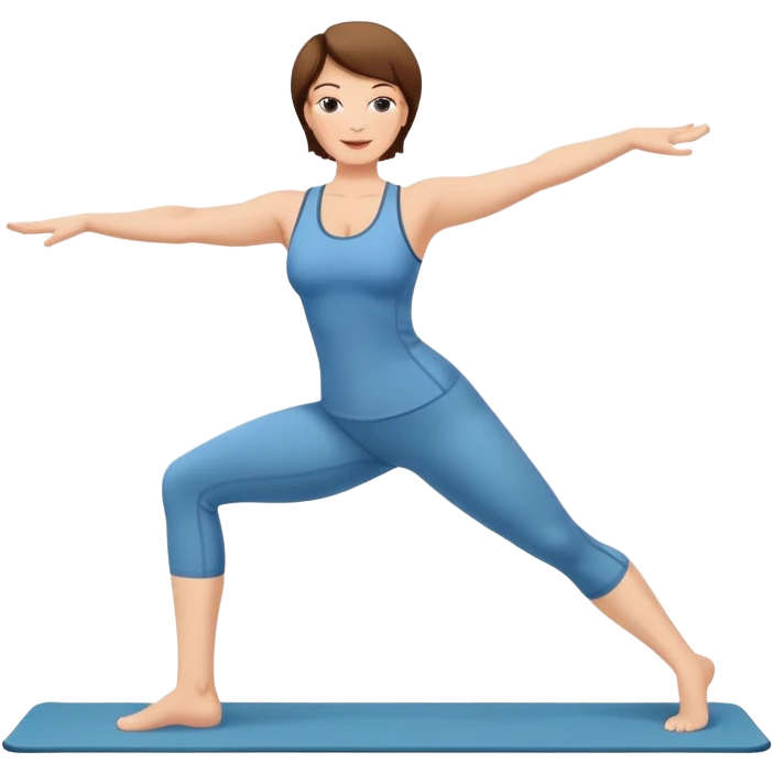 Pretty, sexy, mature, slightly curvy white Woman with short brown hair doing Pilates exercises  emoji