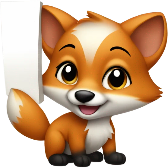 Baby fox with a blank sign emoji