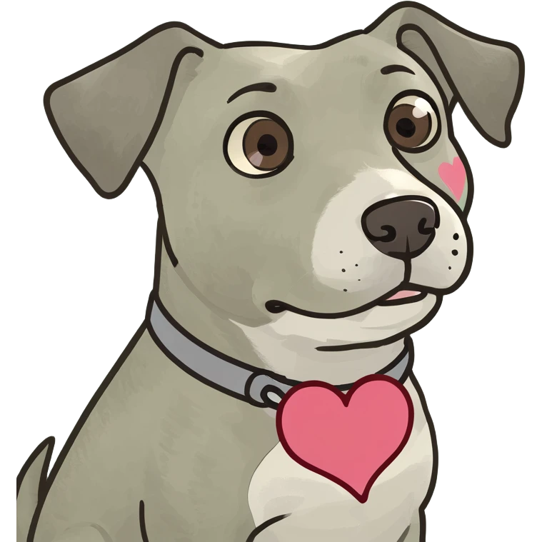 Dog with heart eye emoji