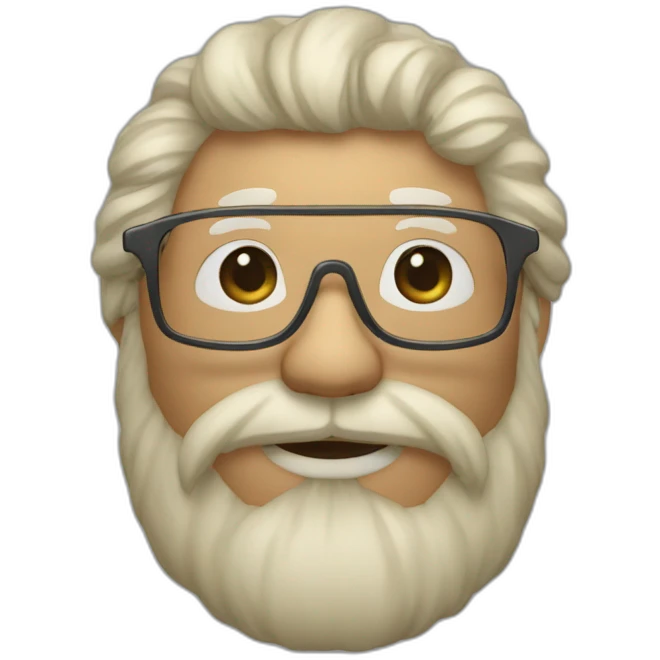 Un homme avec des lunettes et avec grande barbe et beaucoup de cheveux emoji