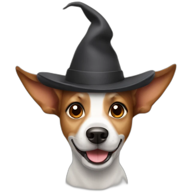 Happy dog with a small hat and pointy ears emoji