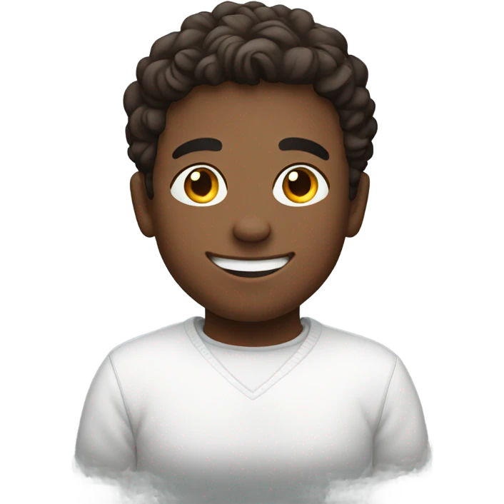 smiling boy in white sweater emoji