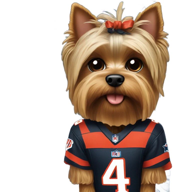 Yorkie wearing a NFL jersey emoji