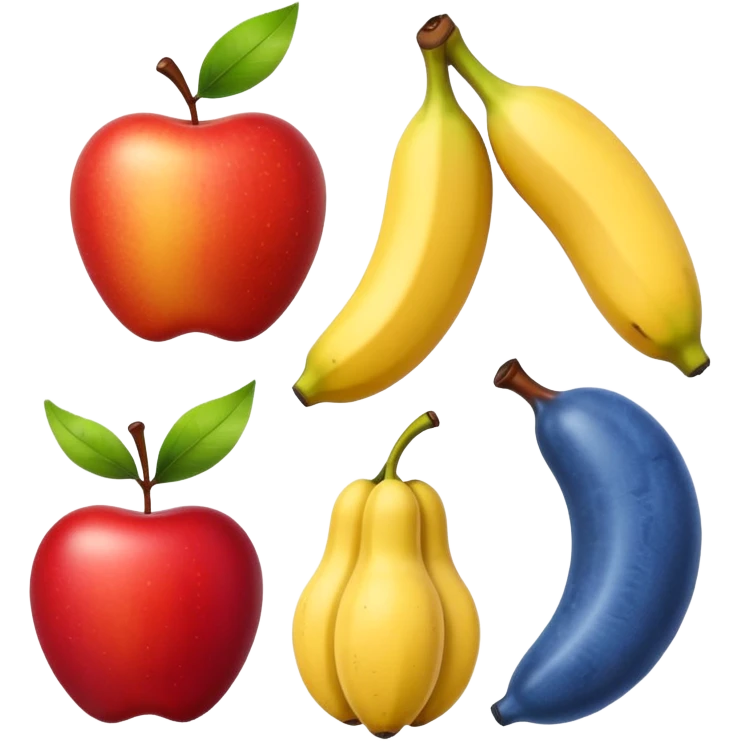 emoji TOK different fruits in different colours aligned. Do not repeat any fruit. Make the fruits bigger emoji