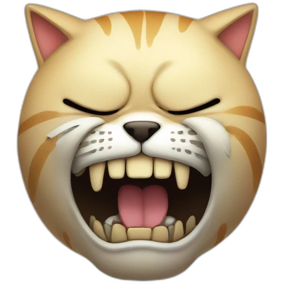 big fat cat crying in terror body skull emoji