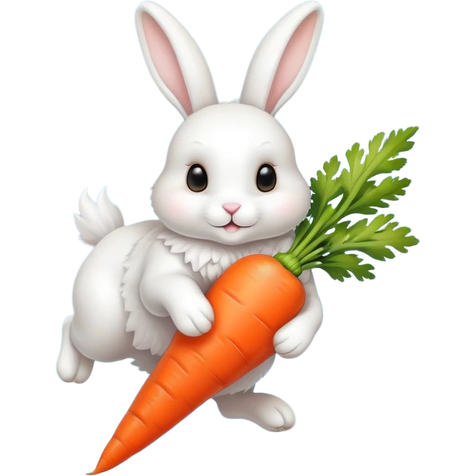 Flying rabbit over carrot emoji