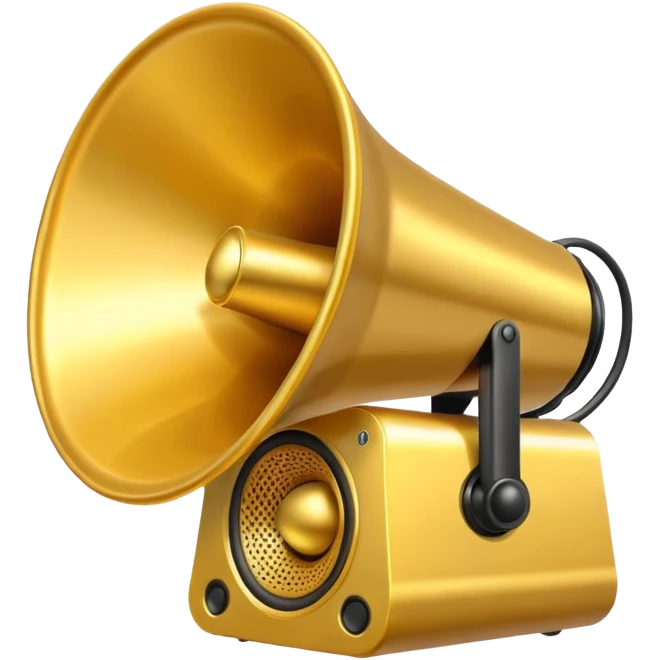 create a emoji of loudspeaker in gold color which based on this->📢
no！ too reallity. just like those emmoji emoji