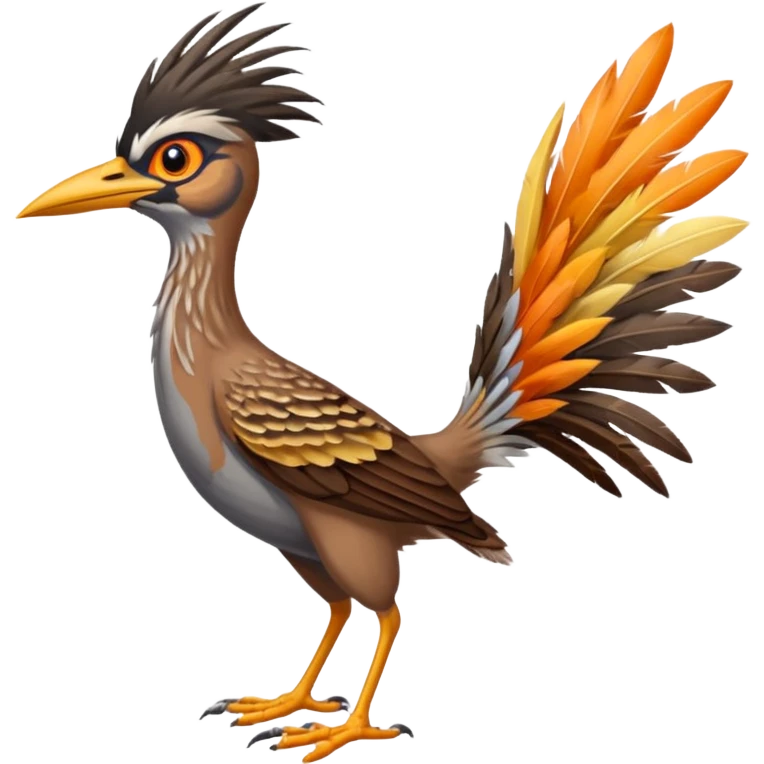 realistic roadrunner bird, tail pointed down, realistic colors emoji