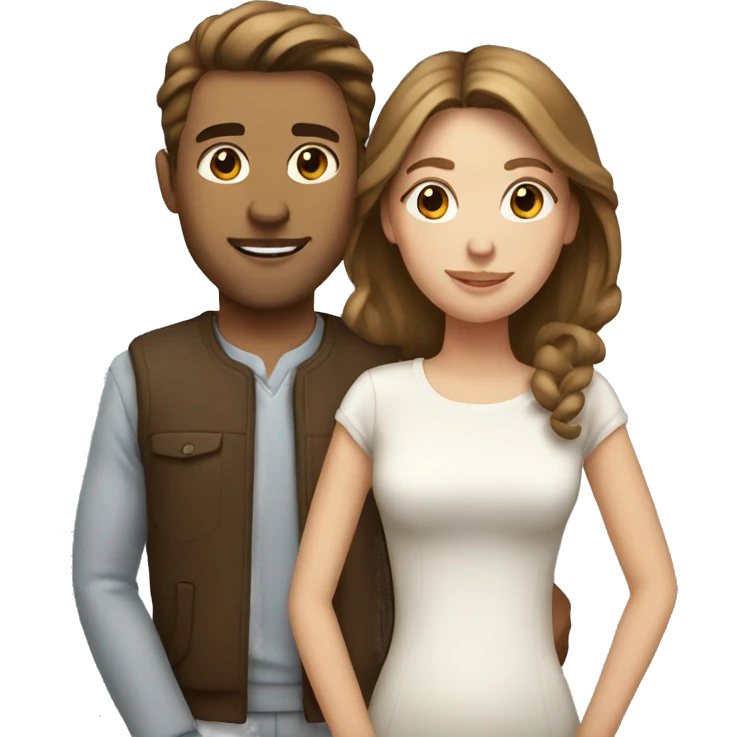 White couple with brown hair emoji