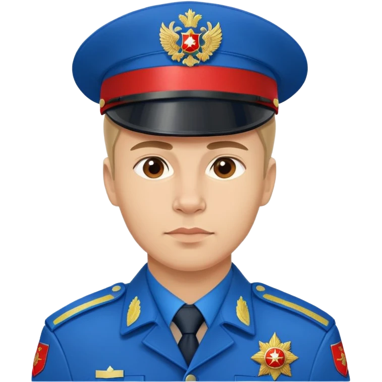 Russian police officer with blue uniform and traditional peaked cap with red band emoji