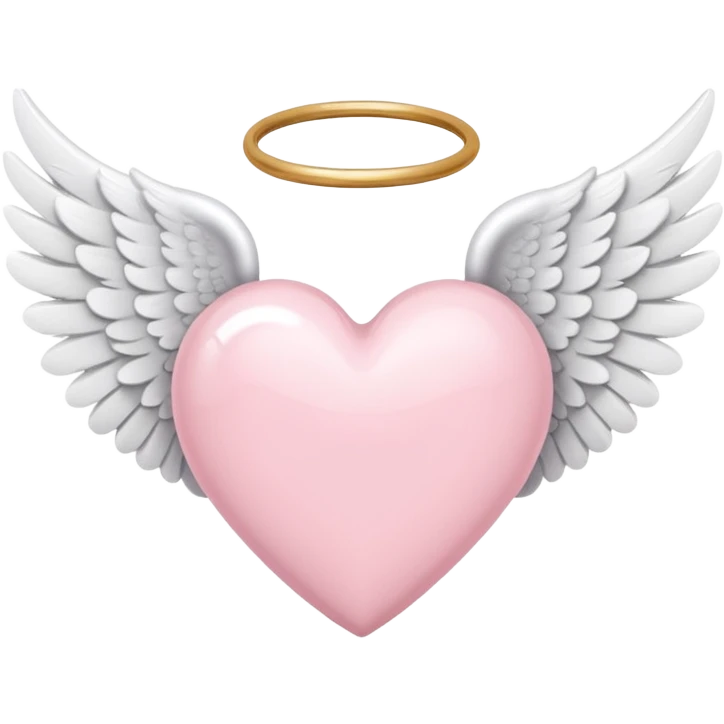 Light pink heart with white angel wings emoji