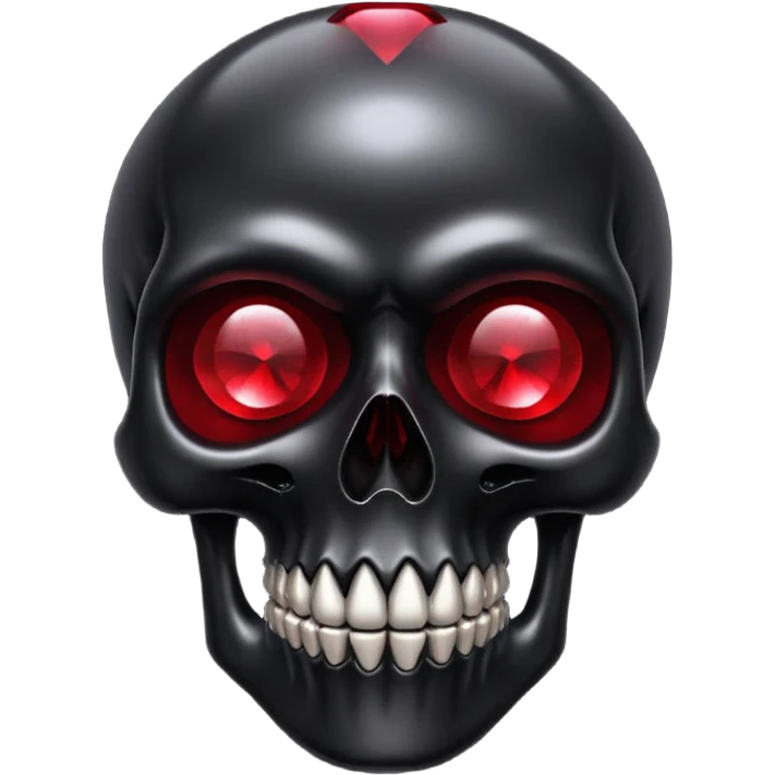 Black shiny skull with red ruby crystal as eyes  emoji