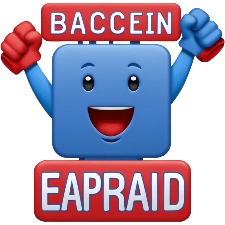 cheering sign sports in blue (#00A3E0) and red (#F9423A) emoji