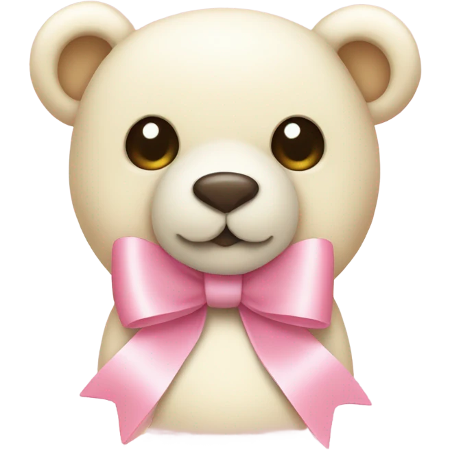 cream colored teddy bear with pastel pink bow emoji