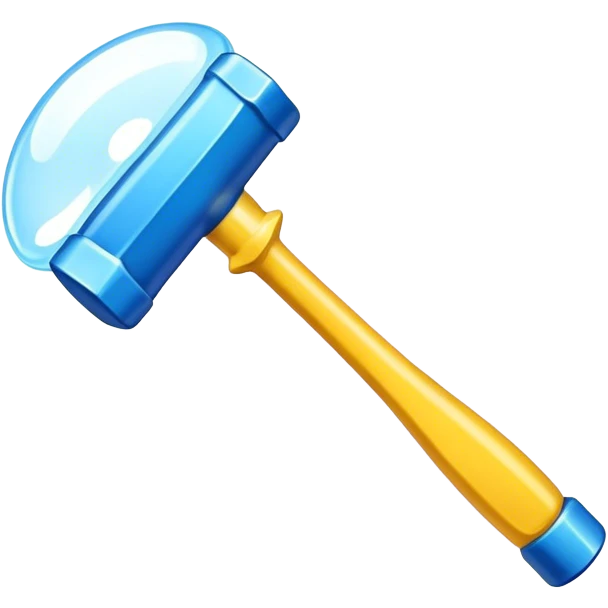 hammer item, props, game casual, stylized, yellow blue color, bubble style emoji