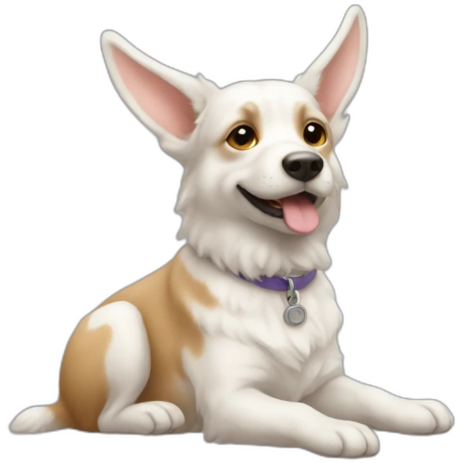 chien sur un lapin emoji