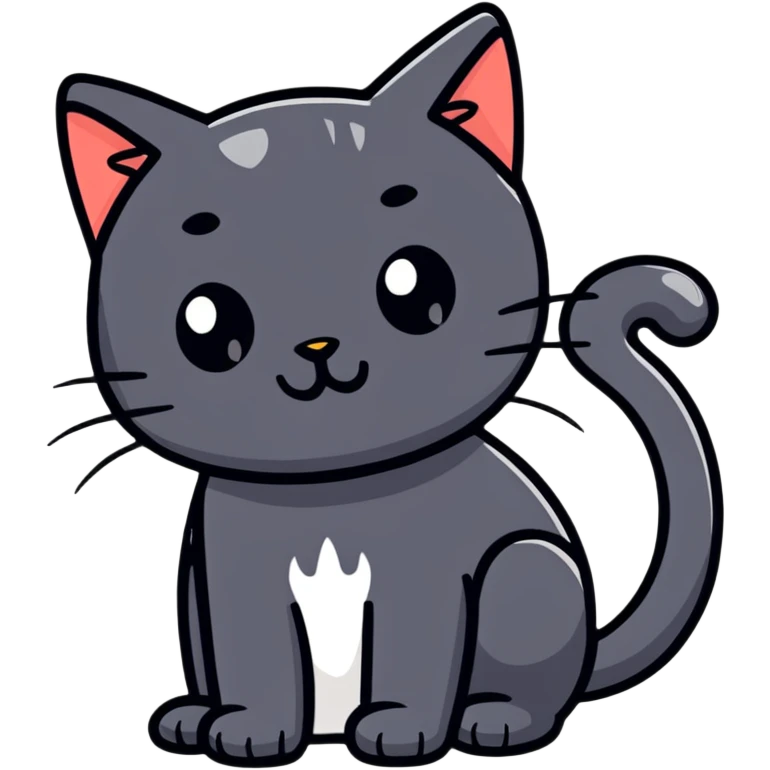 black cat with white bottom emoji