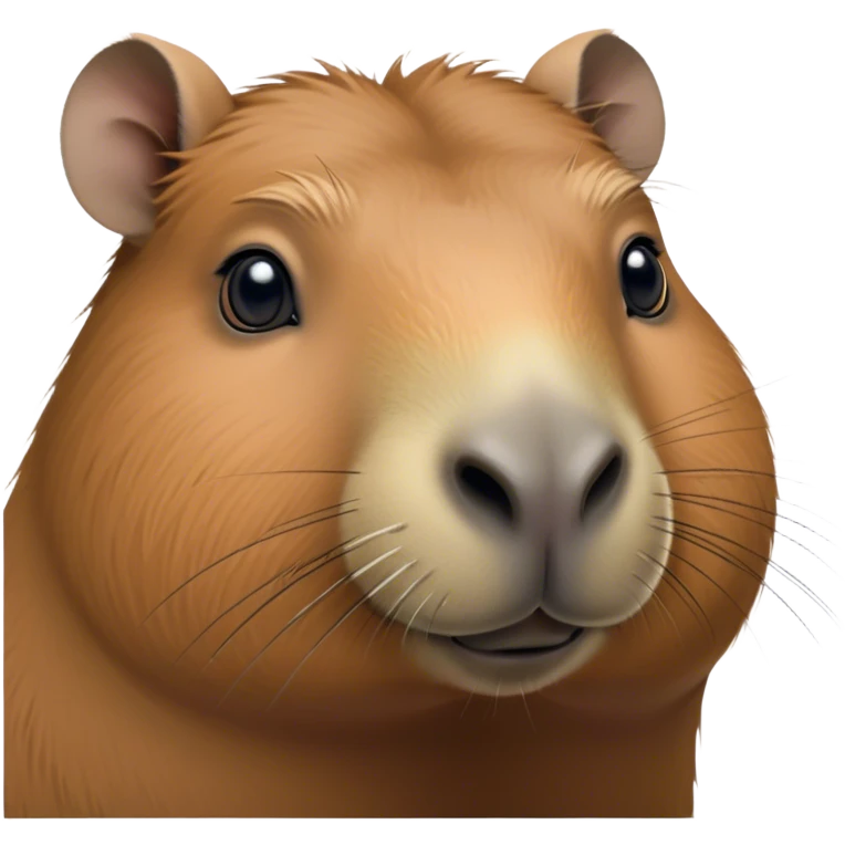 Cinematic Noble Capybara Portrait Emoji, Poised and serene, with a robust, rounded build and a characteristically broad, slightly flattened capybara face featuring a short snout and small, rounded ears, covered in soft, earthy fur with subtle natural texture and gentle, wise eyes; rendered in lifelike detail with natural light, high shine, intelligent and calm, styled with an air of understated authority, focused and attentive, soft glowing outline, capturing the essence of a watchful and confident capybara that appears ready to step out of the screen with effortless dignity! emoji