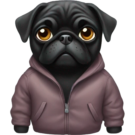 Black pug in jacket emoji