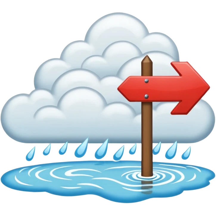 flood with wrong sign pointing or arrow to clouds emoji