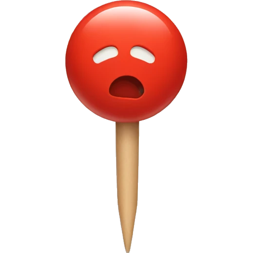 Red pushpin with a face and limbs emoji