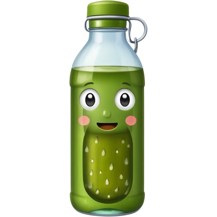 Pickle juice in clear water bottle  emoji
