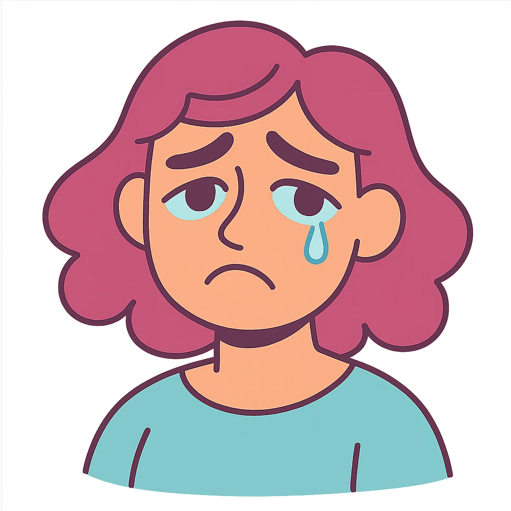 wistful crying face with gentle eyes, single tear, pastel colors emoji