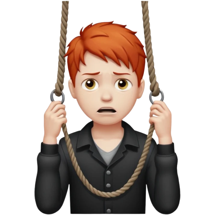 red headed boy hanging by his neck from a noose emoji